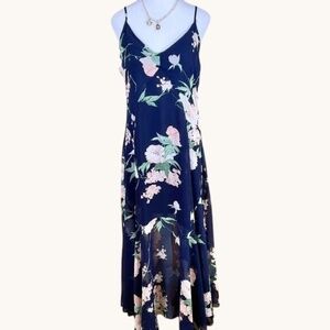 Lulus Maxi Dress Floral Navy Pink Multi (S)